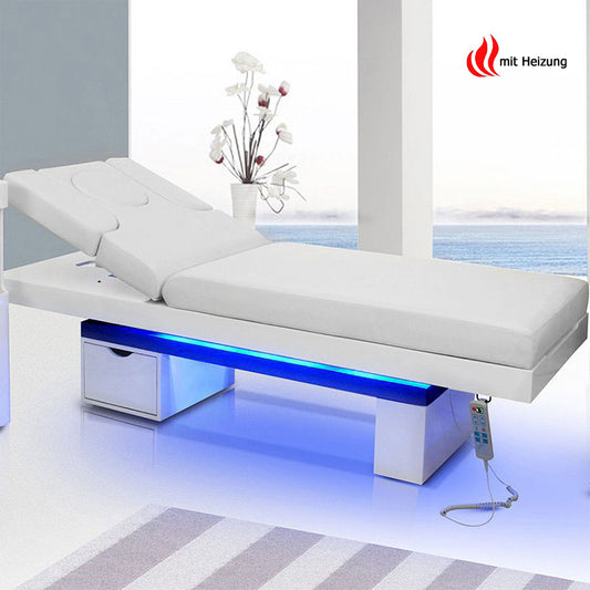 Massageliege Wellnessliege weiß mit Heizung 003815H