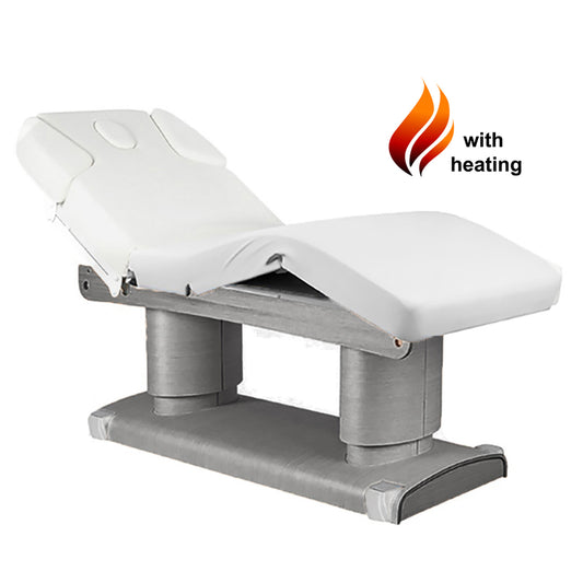 Massageliege Grau / Weiß mit 4 Motoren Heizung und Memory 023838H