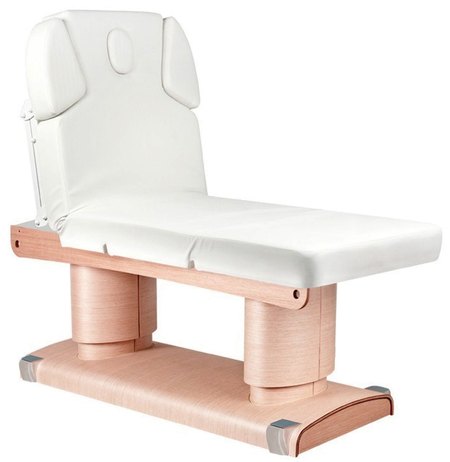 Massageliege Weiß / hell Holz mit 4 Motoren Heizung & Memory 033838H