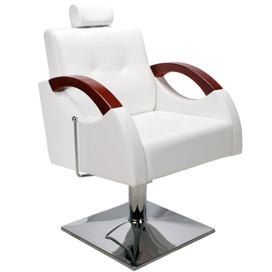 Friseurstuhl weiß mit verstellbare Rückenlehne 200485A