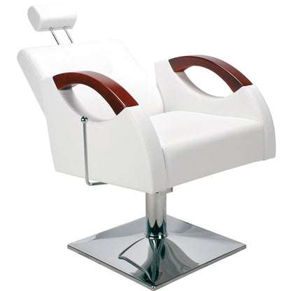Friseurstuhl weiß mit verstellbare Rückenlehne 200485A
