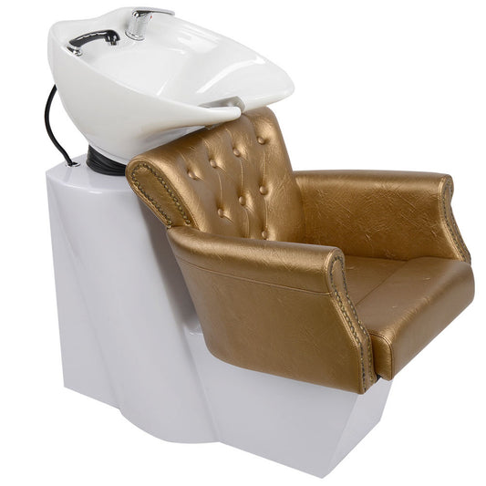 Friseurwaschsessel Rückwärtswaschsessel weiß / gold 250183