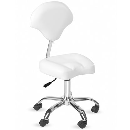 Arbeitshocker Weiss mit Rückenlehne A03610a