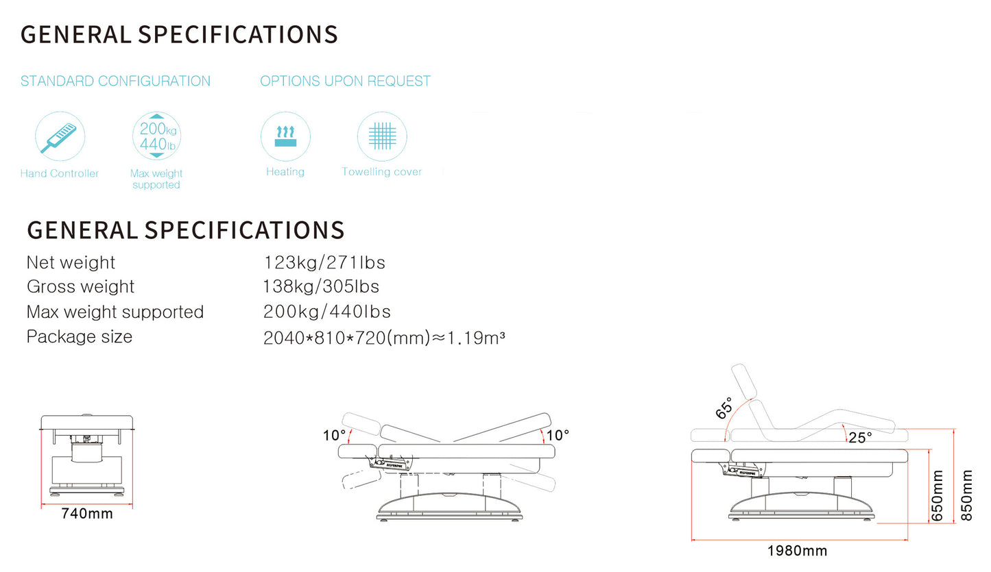 Massageliege Weinrot mit Heizung & LED 4 Motoren L62255HL
