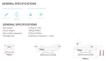 Massageliege Weinrot mit Heizung & LED 4 Motoren L62255HL