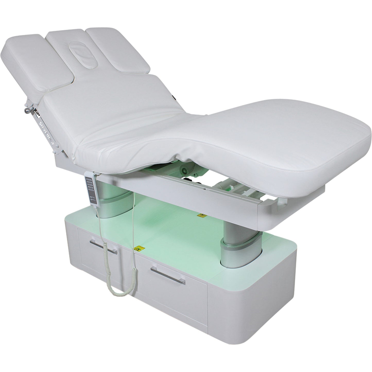 Massageliege Weiß mit 4 Motoren, Heizung & LED L02283H