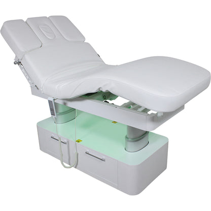 Massageliege Weiß mit 4 Motoren, Heizung & LED L02283H