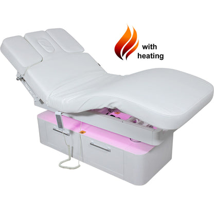 Massageliege Weiß mit 4 Motoren, Heizung & LED L02283H