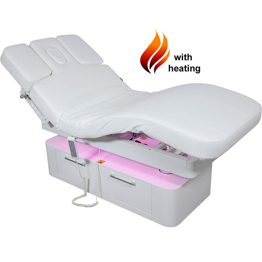 Massageliege Weiß mit 4 Motoren, Heizung & LED L02283H
