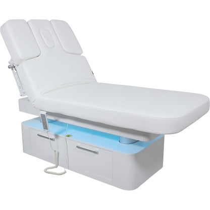 Massageliege Weiß mit 4 Motoren, Heizung & LED L02283H