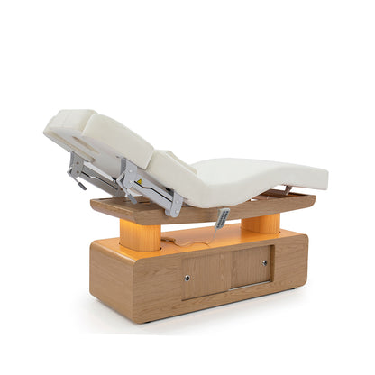 Massageliege Behandlungsliege weiß/hellholz mit Heizung&LED L03051H